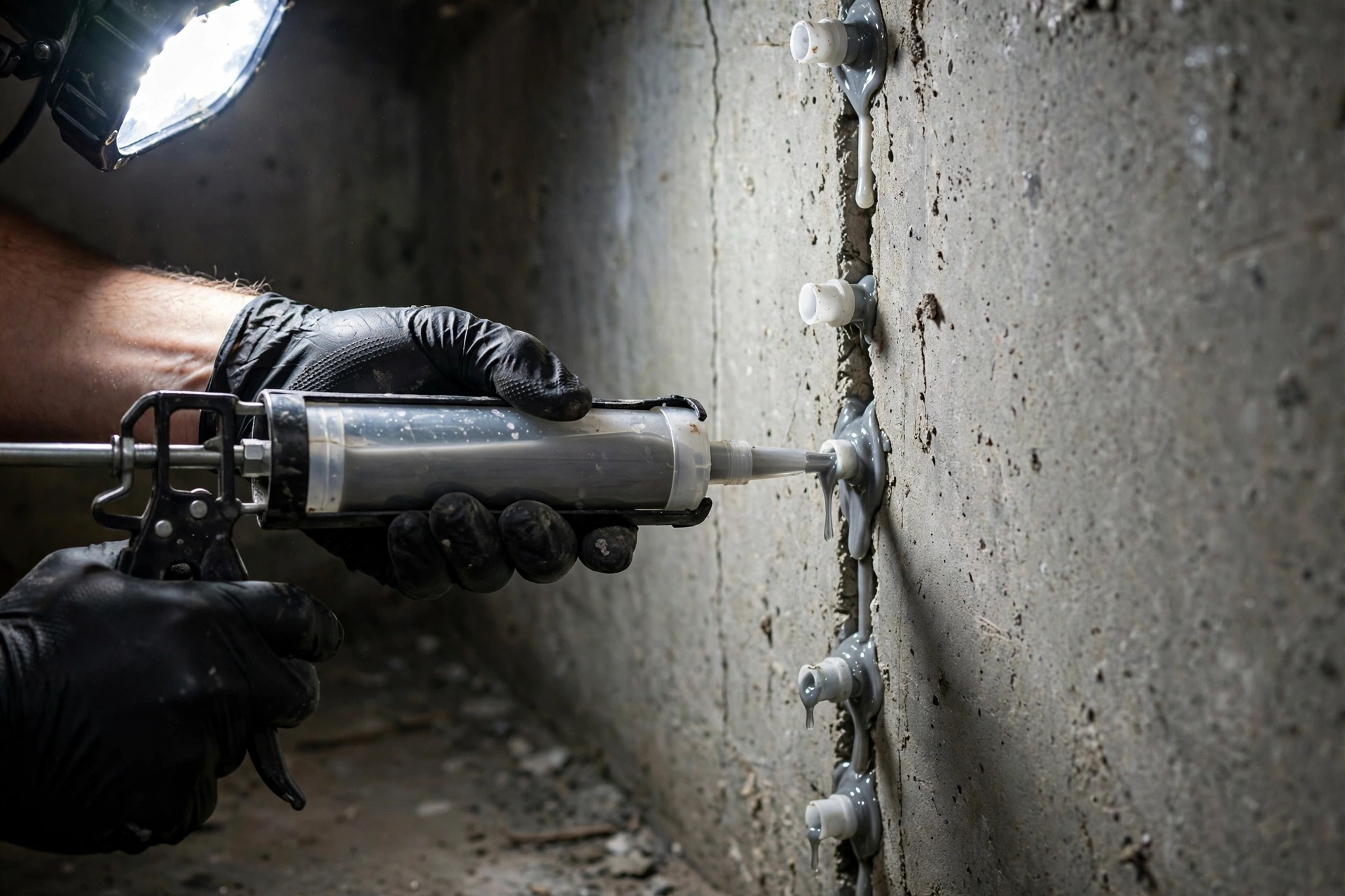 Foundation crack epoxy injection repair in Rochester NY